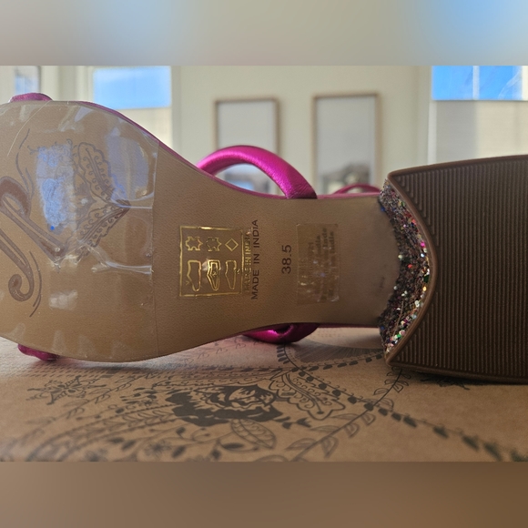 FREE PEOPLE Parker Chain Heel Magenta Metallic Size 38.5 - Picture 2 of 6